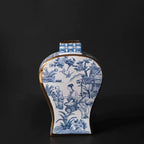 Chinese Ink Painting with Gold Trim Porcelain Vase