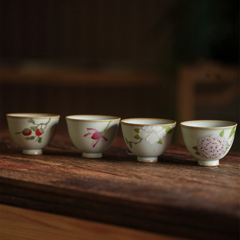 Handpainted Bloom Ceramic Tea Cup Set