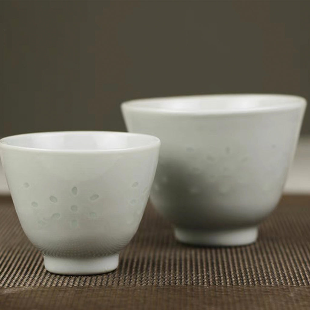 White Rice-Pattern Porcelain Ergang Cup