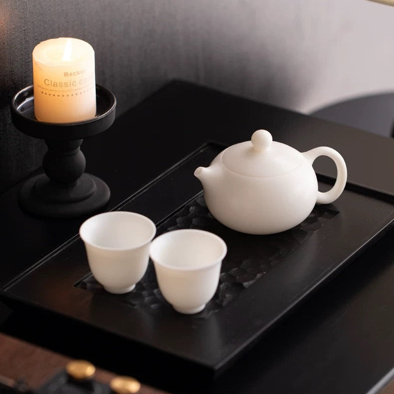 Jade Snow Gongfu Tea Set – 11-Piece White Porcelain Collection