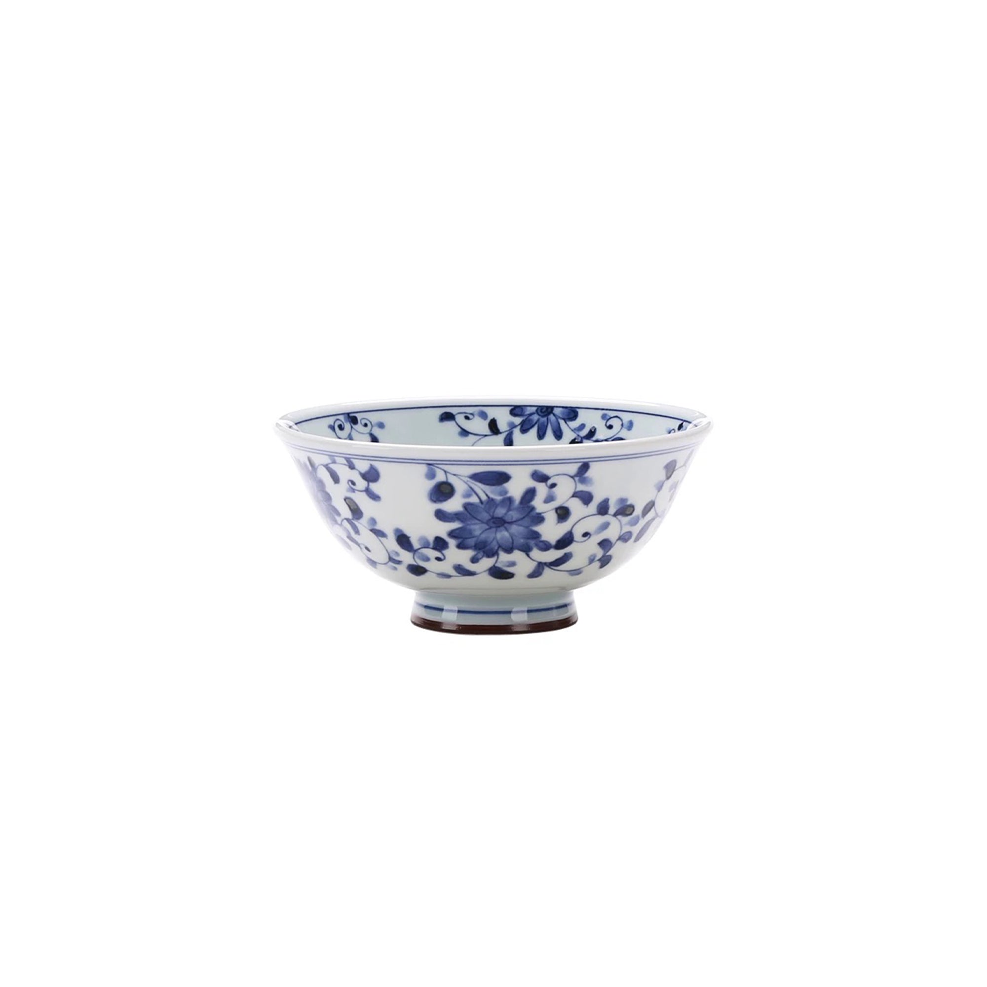 Blue and White Ceramic Bowl with Blue Glaze