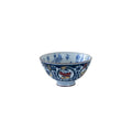 Playful Cat Patterned Blue Porcelain Bowl