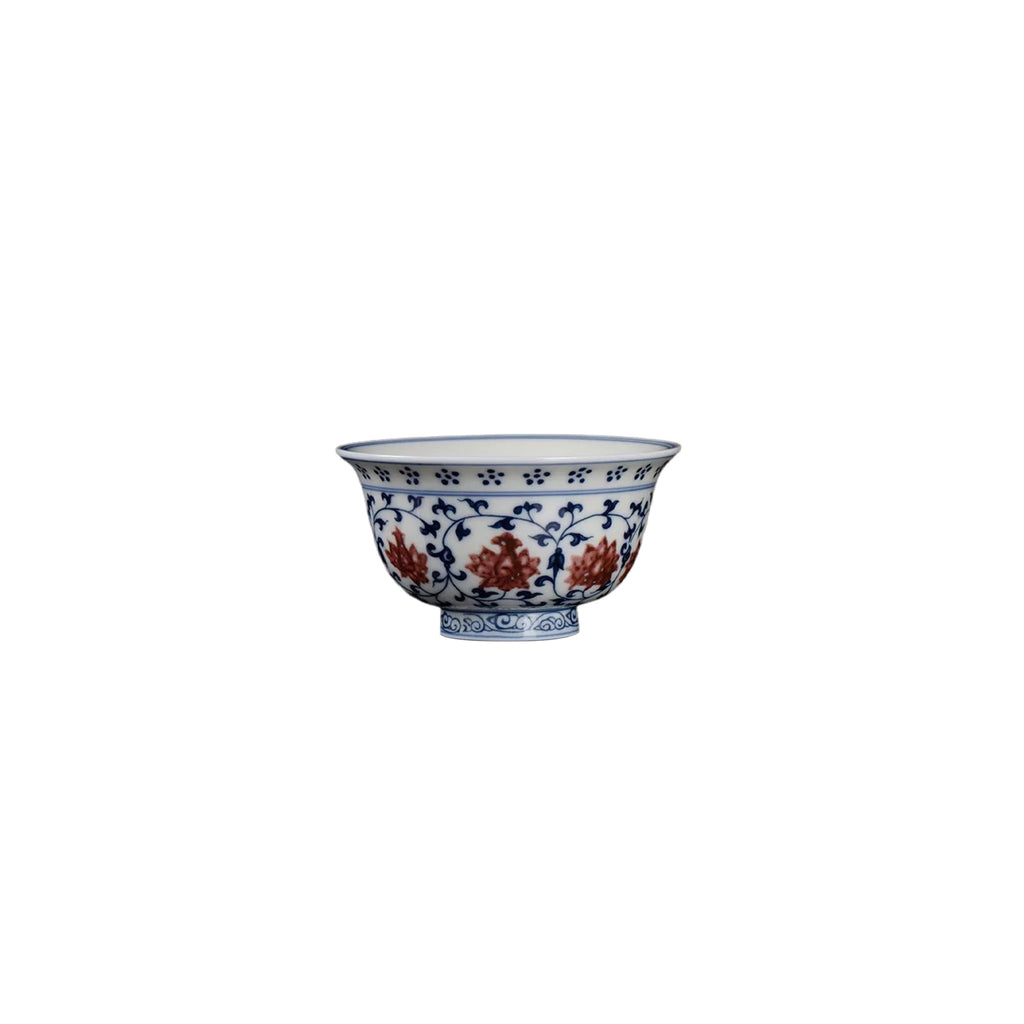 Entwined Lotus Hand Painted Porcelain Tea Cup