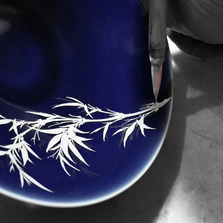 Silver Breeze  Bamboo Hand Painted Conical Cup