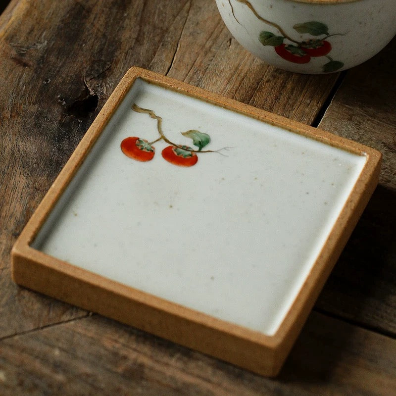Handpainted Bloom Ceramic Coaster set
