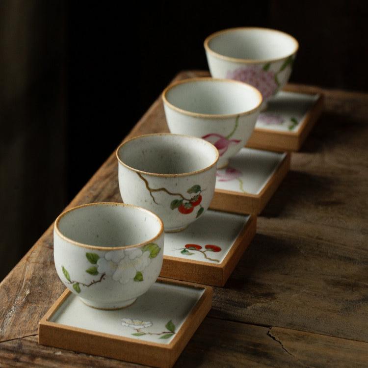 Handpainted Bloom Ceramic Tea Cup Set