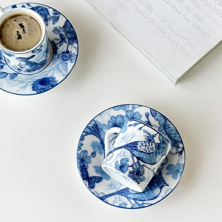 Birkley Hand-painted Porcelain Espresso Cup with Plate