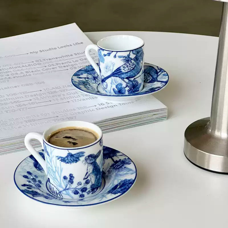 Birkley Hand-painted Porcelain Espresso Cup with Plate