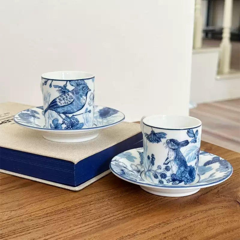 Birkley Hand-painted Porcelain Espresso Cup with Plate