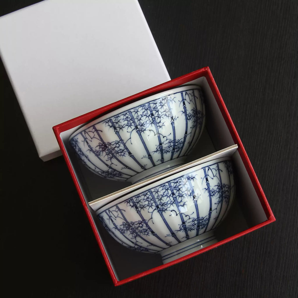 Nagasaki Bamboo Porcelain Bowl Set of 2