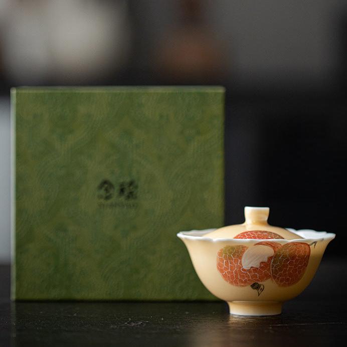 Hand-Painted Lychee Porcelain Tea Cup