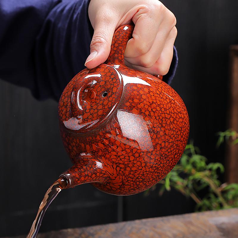 Tenmoku - Ember Dot Teapot
