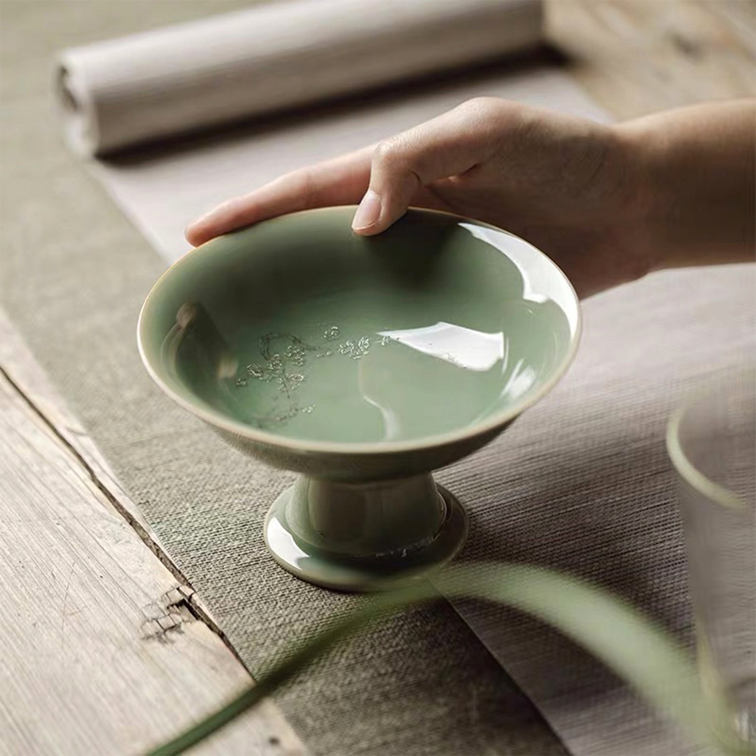 Celadon Plum Fruit/Dessert Plate