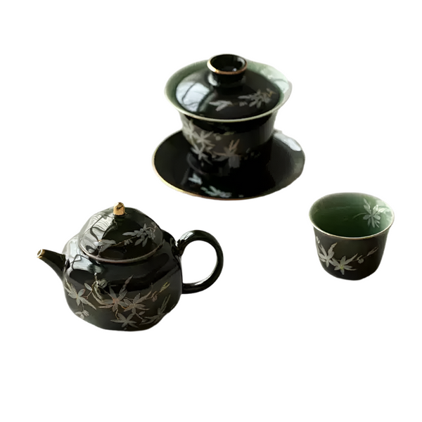 Black Gold Glaze Hand-painted Tea Set