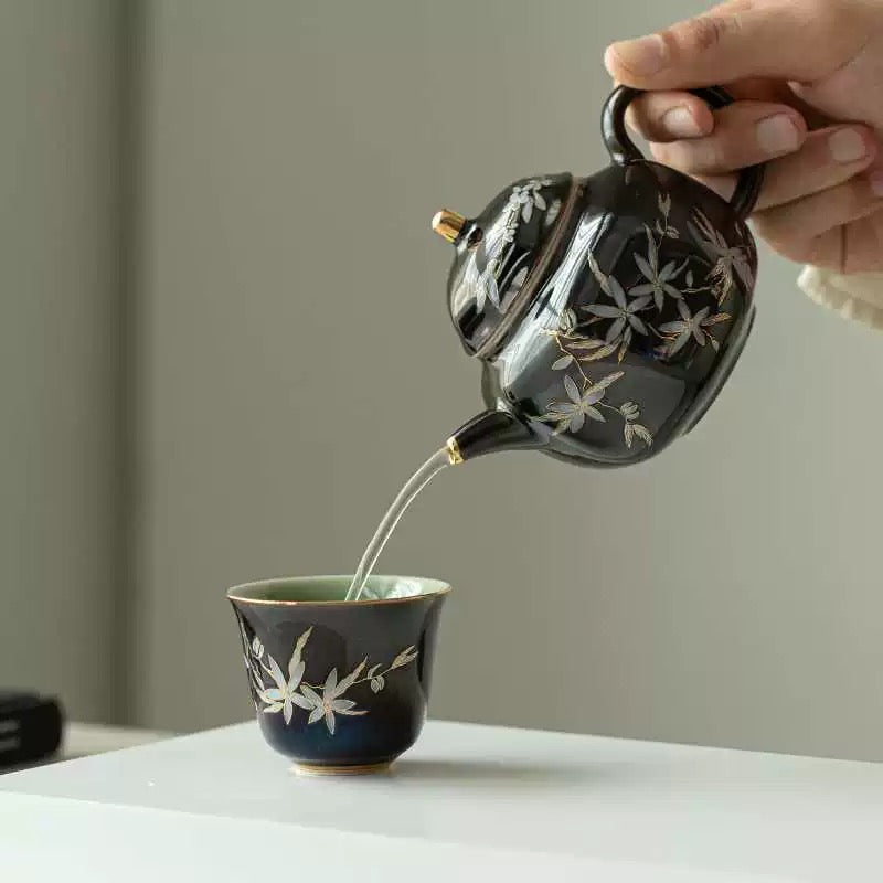 Black Gold Glaze Hand-painted Tea Set