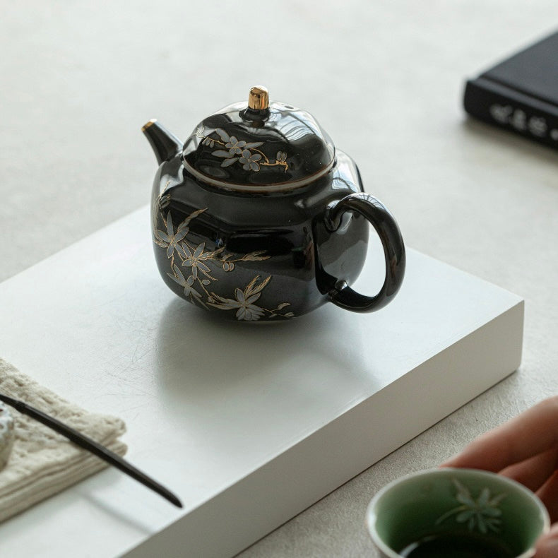 Black Gold Glaze Hand-painted Tea Set