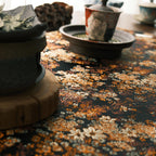 Midnight Blossom – Black & Gold Floral Brocade Gongfu Tea Mat