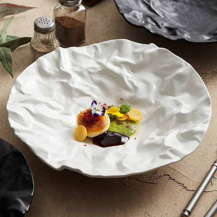 Elegant Draped Porcelain Serving Plate - Ci Porcelain